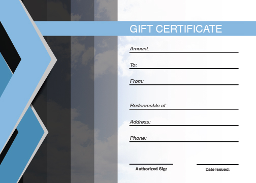 Light Blue – Gift Certificate Template for Window Tinting