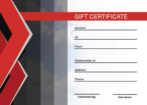 Red – Gift Certificate Template for Window Tinting